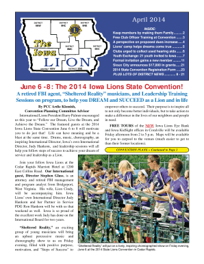 2014 Iowa Lions State Convention Registration Form
