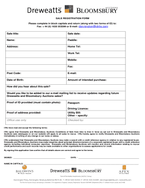 Sale Registration Form