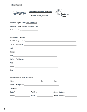 Nevada Short Sale Listing Package
