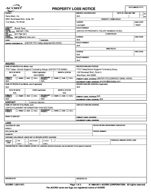 Property Loss Notice Form