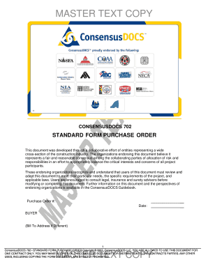ConsensusDOCS 702 Standard Form Purchase Order