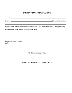 Academic Research Undertaking Form