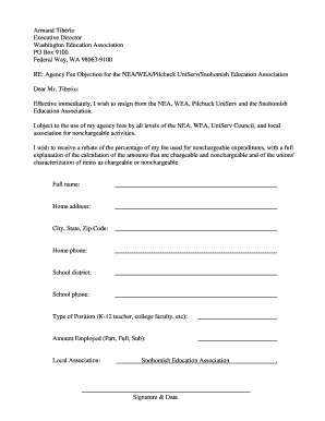 Agency Fee Objection Form