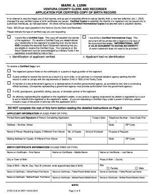 California Birth Certificate Application