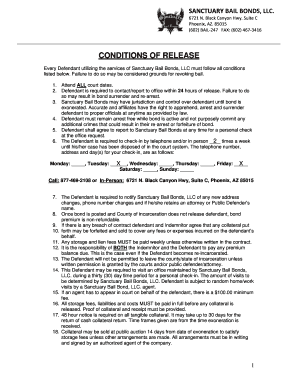 Sanctuary Bail Bonds Release Conditions