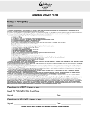 Fillable Online GENERAL WAIVER FORM - filestownlifecom Fax Email Print ...