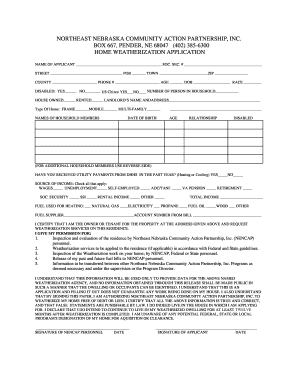 Nebraska Home Weatherization Application