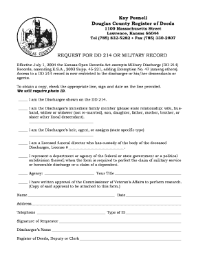 Kansas DD 214 Request Form