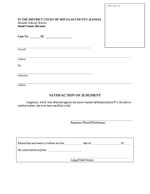 Satisfaction of Judgment Form