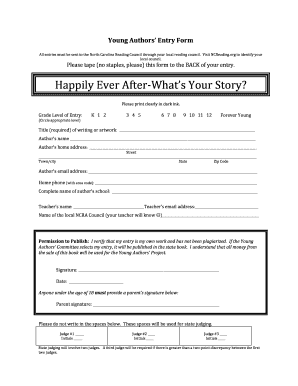 Young Authors Entry Form