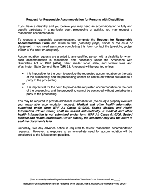 Request for Reasonable Accommodation for Persons with Disabilities