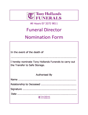 Funeral Director Nomination Form