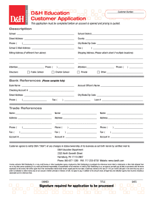 D&H Education Customer Application