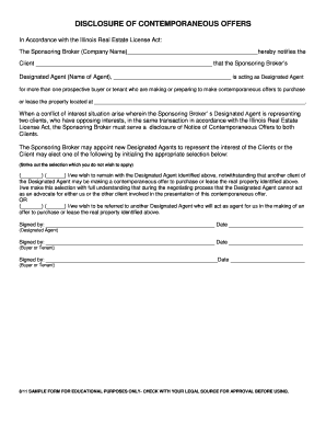 Illinois Disclosure of Contemporaneous Offers