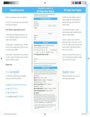 NHS Organ Donor Register Form