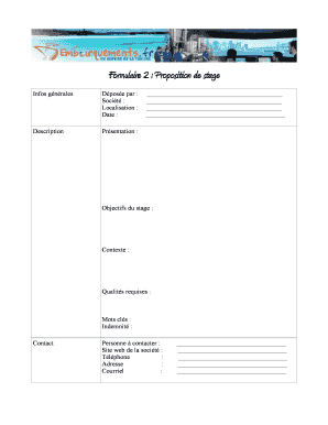 Formulaire 2 : Proposition de stage