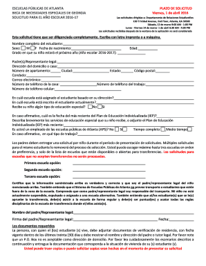 Solicitud de Beca de Necesidades Especiales de Georgia