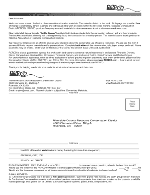 Elementary School Conservation Materials Request Form