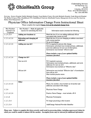 Physician Office Information Change Form