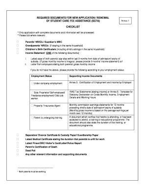 Student Care Fee Assistance Application
