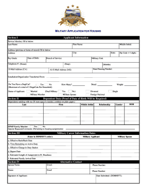 Military Application for Housing