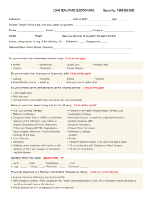 Long Term Care Questionnaire