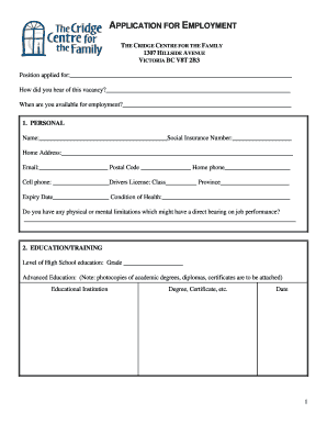 Application for Employment