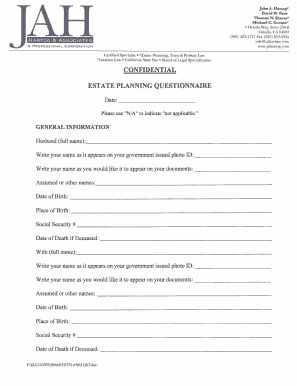 Estate Planning Questionnaire