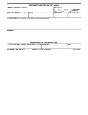 Military Animal Death Certificate
