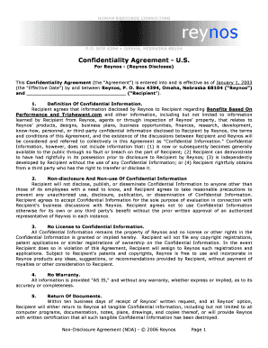 Confidentiality Agreement - US