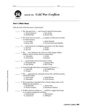 chapter 26 cold war conflicts test form a answers