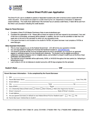 Federal Direct PLUS Loan Application