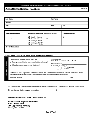 Authorization Agreement for Automatic Fund Withdrawal