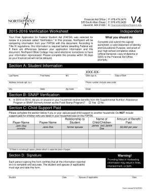 2015-2016 Verification Worksheet Independent