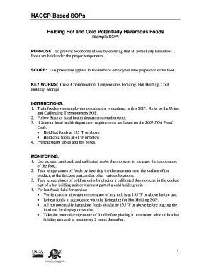 HACCP-Based SOP for Holding Hot and Cold Potentially Hazardous Foods