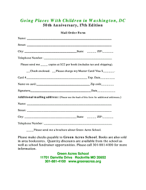 Going Places With Children in Washington, DC Mail Order Form