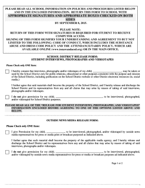 School District Media Release Form