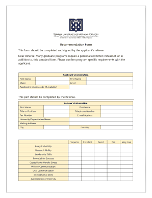Graduate Program Recommendation Form