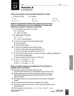 Geometry Lesson 2.3 Practice A
