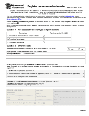 Non-Assessable Transfer Application Form