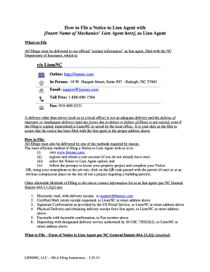 Notice to Lien Agent Form