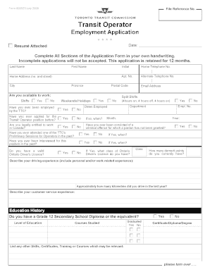 Transit Operator Employment Application