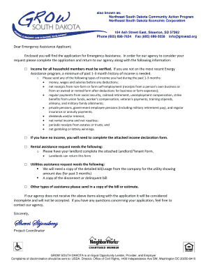 South Dakota Emergency Assistance Application