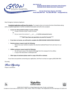 South Dakota Emergency Assistance Application