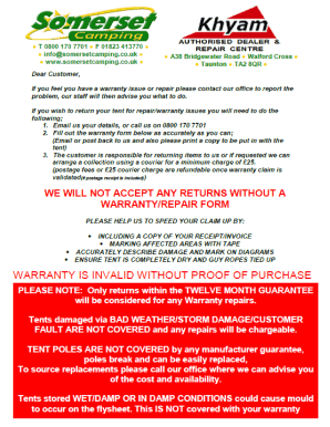 Tent Return Form