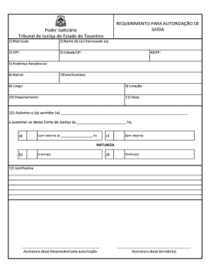 Requerimento para Autorização de Saída