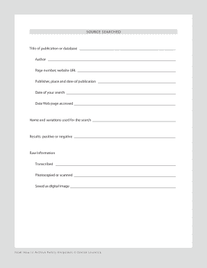 Research Source Documentation Form