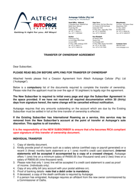 Transfer of Ownership Agreement