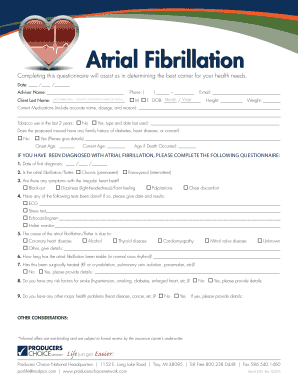 Atrial Fibrillation Health Insurance Questionnaire