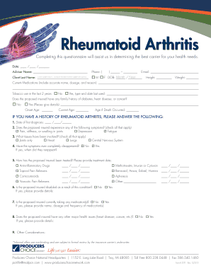 Rheumatoid Arthritis Health Insurance Questionnaire